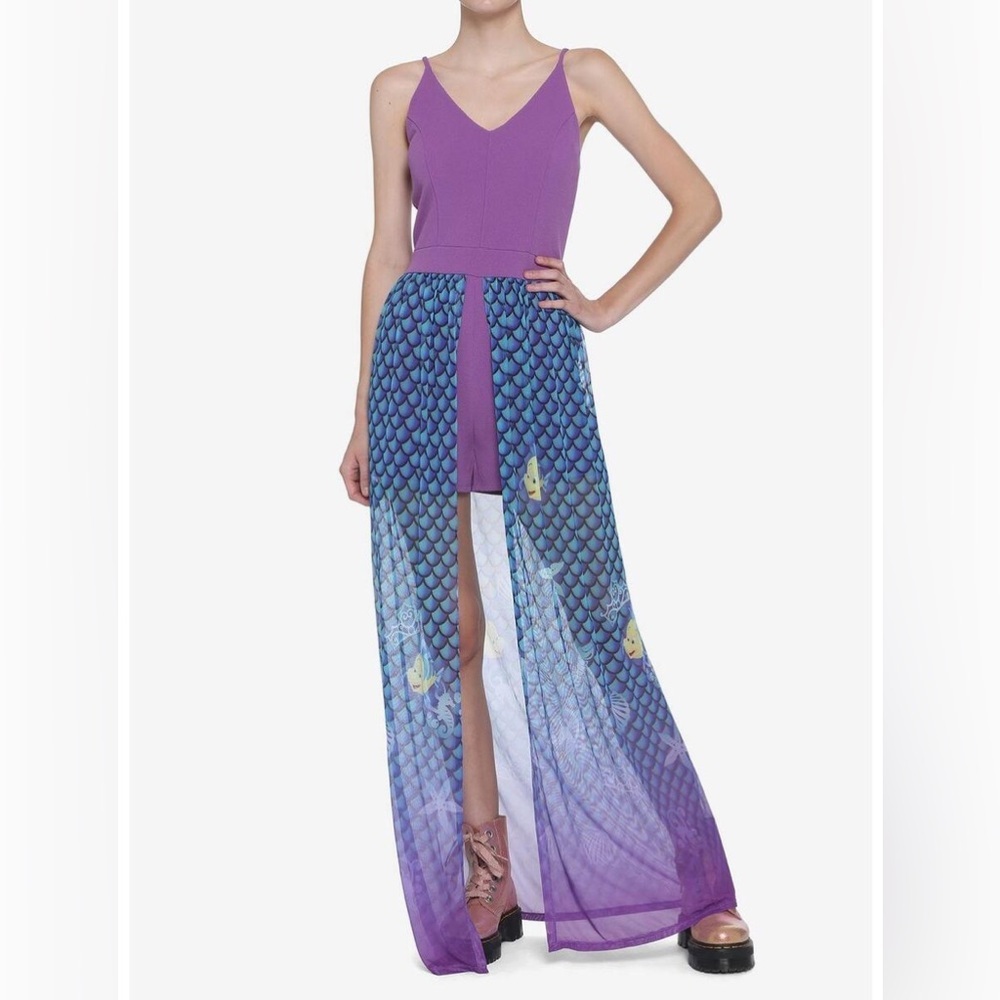 Disney little mermaid Ariel romper duster maxi dress nwt